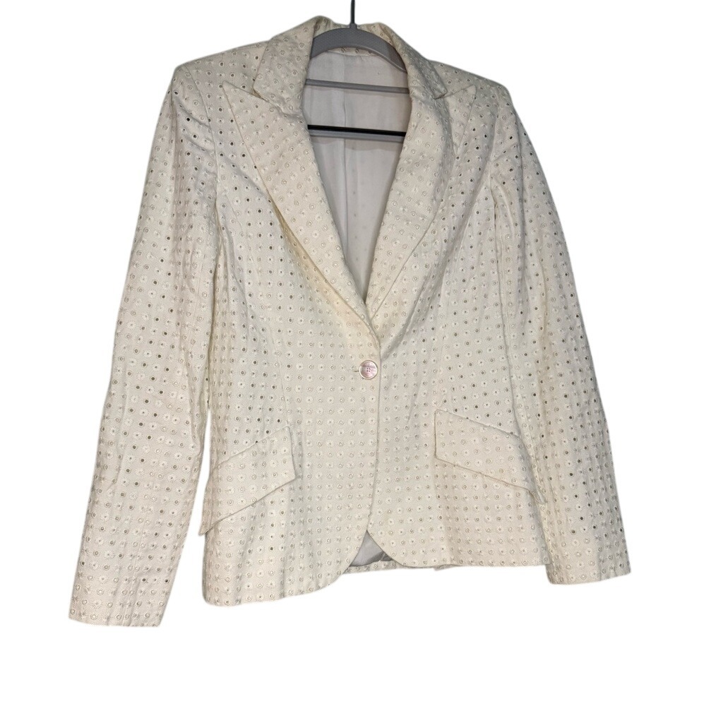 Valentino white eyelet blazer jacket